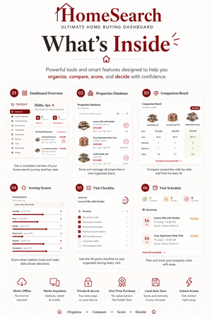 HomeSearch Dashboard – Home Buying Tracker Tool | PC & Tablet